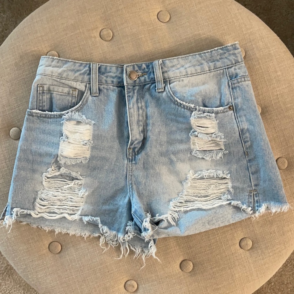 Boutique ripped blue Jean shorts